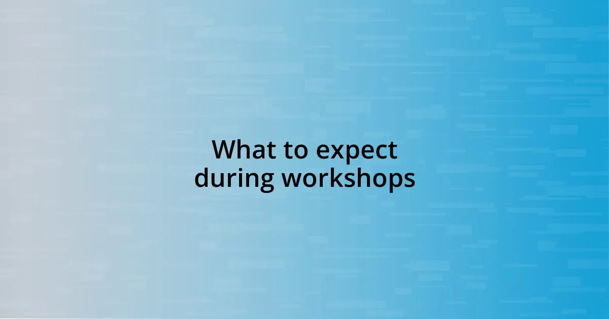 What to expect during workshops