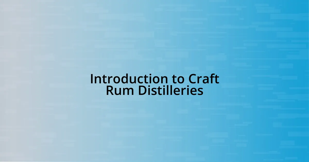 Introduction to Craft Rum Distilleries